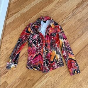 Cartise office blouse work button down top vintage